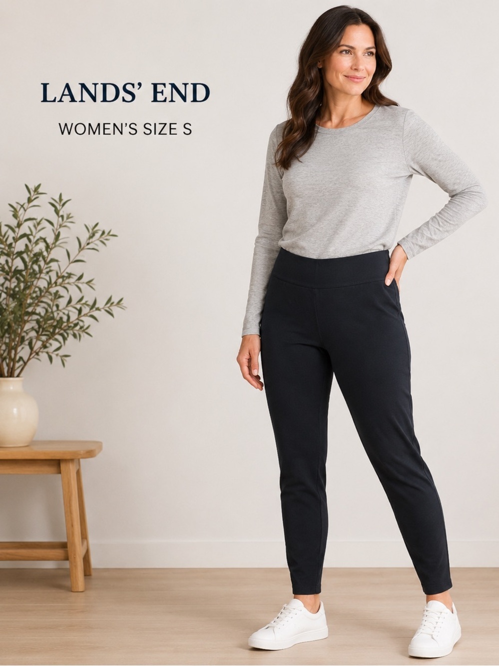 Lands’ End Starfish Leggings Women’s Size SP Black Pull-On Stretch Pants